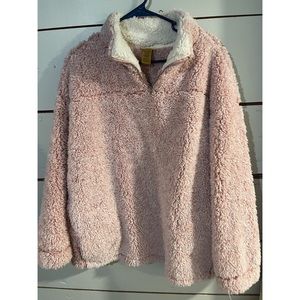 Wrangler pink sherpa quarter zip sweater